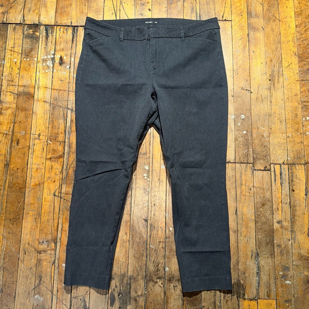 Old Navy Dress Pants Women's 16 Black Flat Front Regular Fit Pixie Slash Pocket